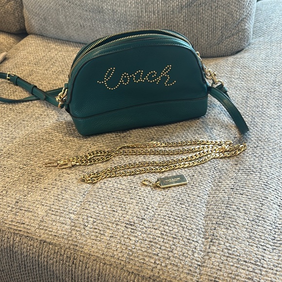 Coach Handbags - Coach Green Crossbody Bag with Gold Accents